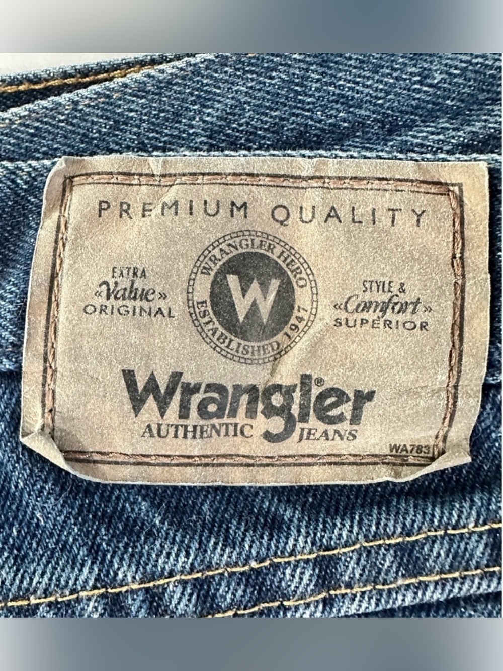Wrangler Five Star Premium Jeans Mens 46x30 Blue Relaxed Fit Straight Leg Flex - Picture 6 of 9